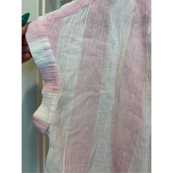 Madewell Pink and White Striped Button Down Shirt - Picture 4 of 7